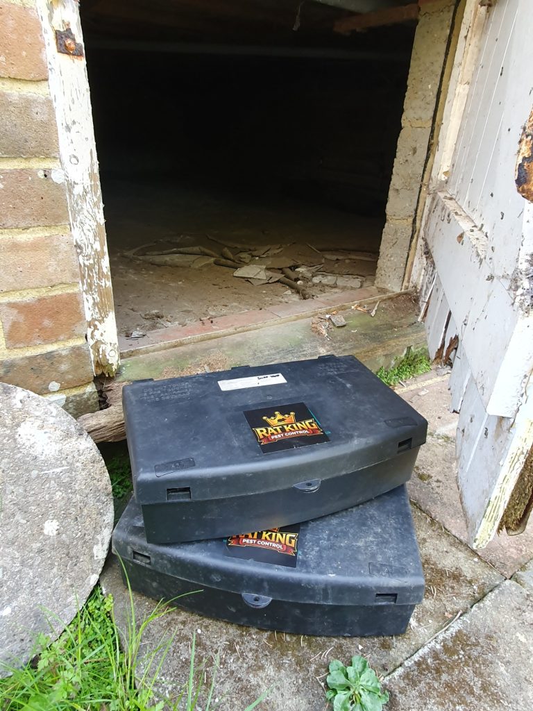 Rat King Pest Control Boxes external rat boxes stacked ready for set up Rat King Pest Control external rat boxes stacked ready for placement